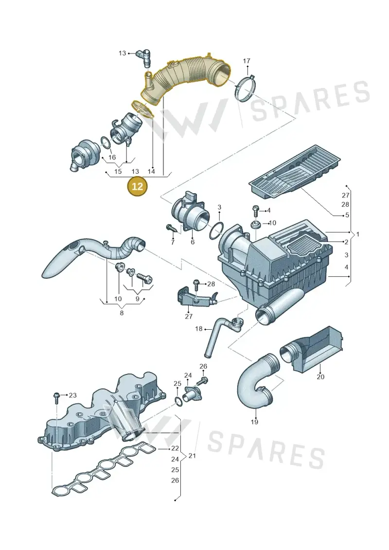 3C0129654AG — Skoda Yeti (2013-2017) diagram 737129400, position 12