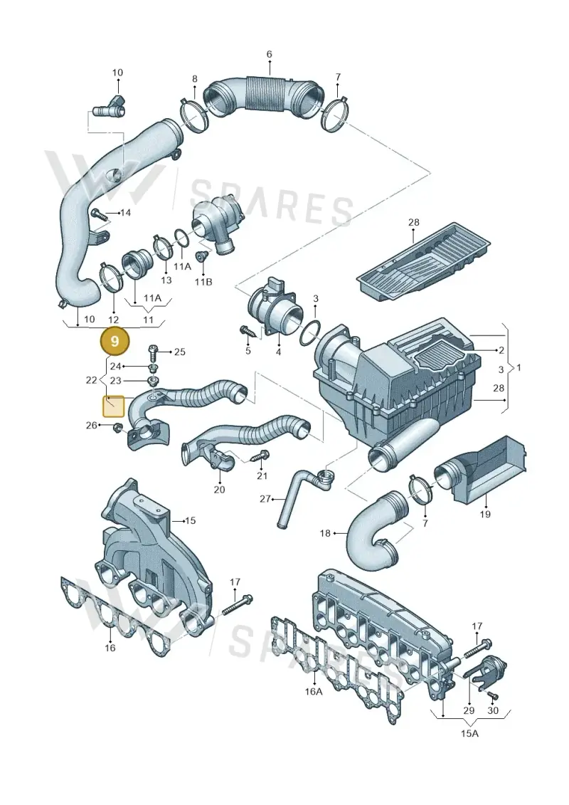 3C0129654Q — Skoda Superb comfort (2008-2013) diagram 460129500, position 9