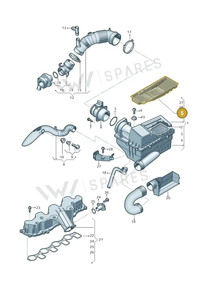 3C0129668A — Skoda Yeti (2013-2017) diagram 737129400, position 5