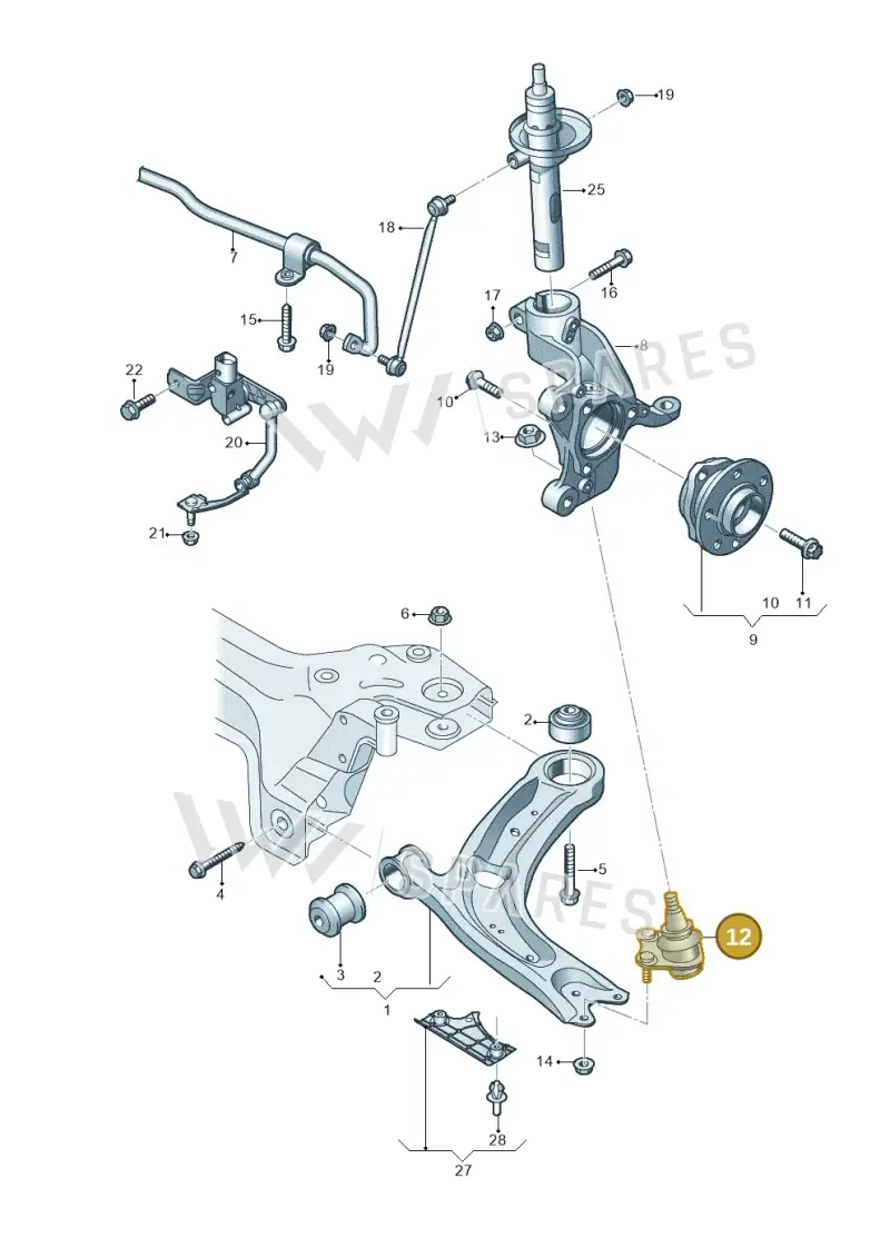 3C0407365B — Skoda Octavia (2019-2024) diagram 793407000, position 12