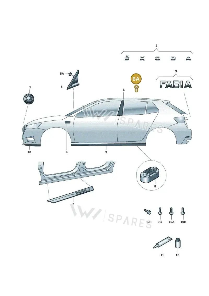 3C0853586 — Skoda Fabia (2021-) diagram 6vn853000, position 6A