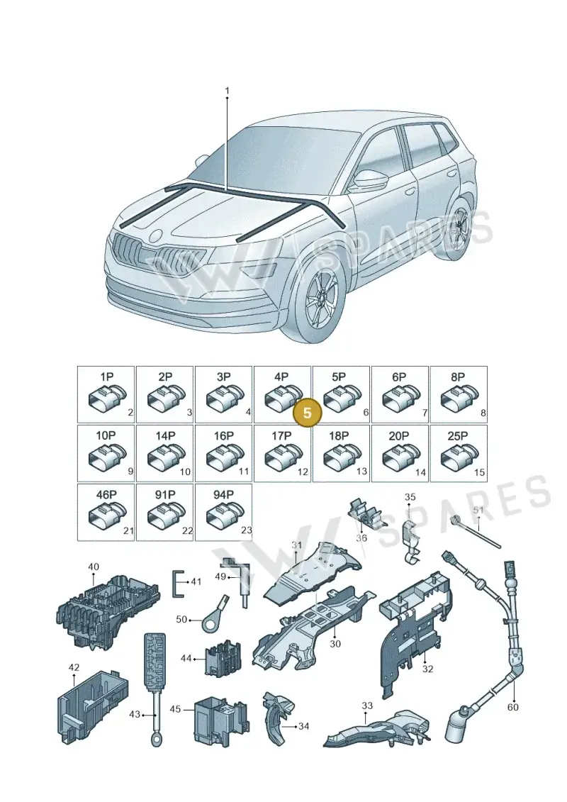 3C0973721 — Skoda Karoq (2017-2022) diagram 834971081, position 5