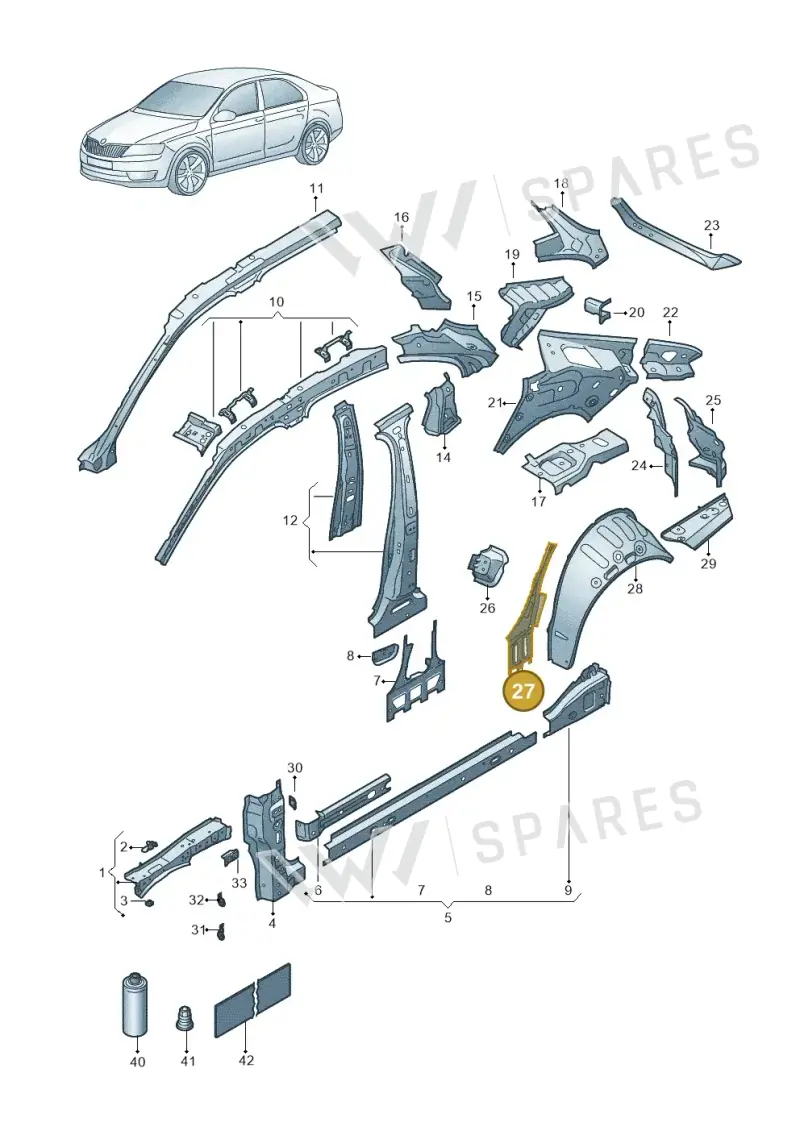 3J0809054 — Skoda Superb Combi (2023-) diagram 3p0809000, position 27