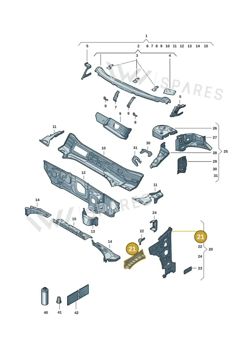 3J0809148 — Skoda Superb Combi (2023-) diagram 3p0805050, position 21