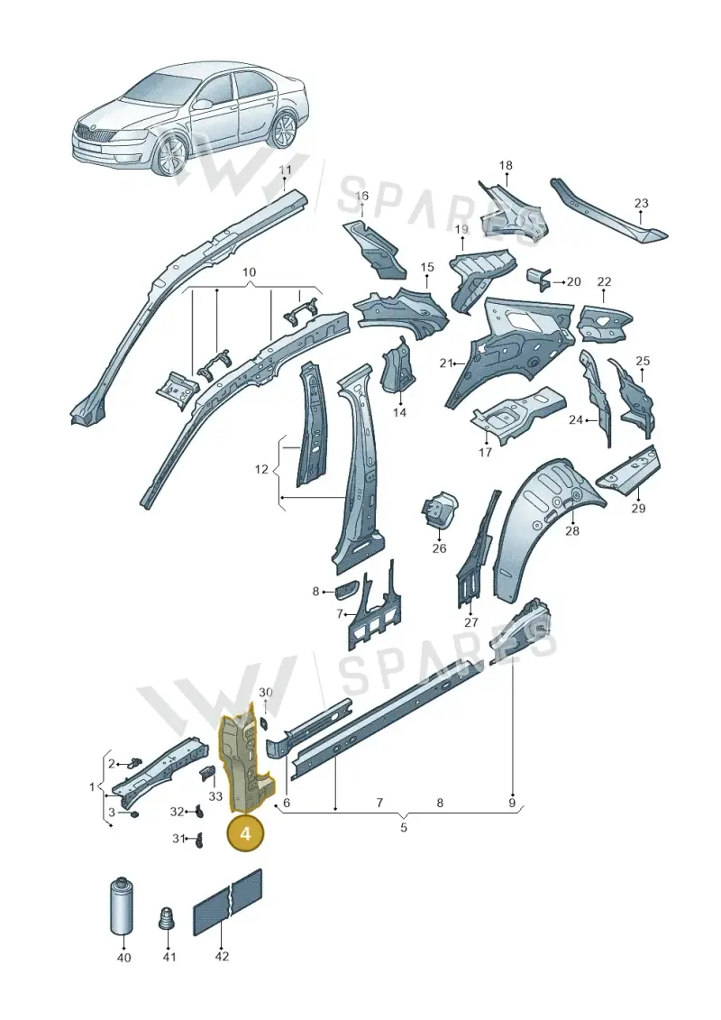 3J0809204 — Skoda Superb Combi (2023-) diagram 3p0809000, position 4