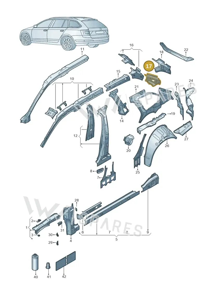 3J0809307 — Skoda Superb Combi (2023-) diagram 3p0809010, position 17