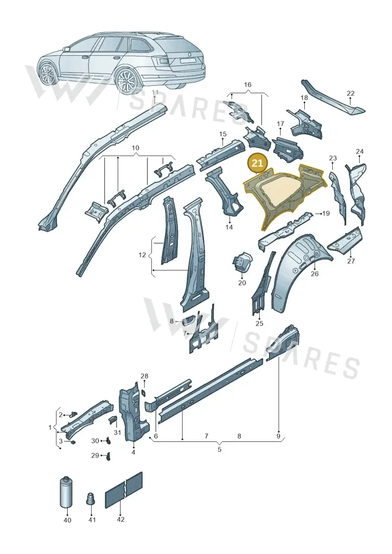 3J0809405 — Skoda Superb Combi (2023-) diagram 3p0809010, position 21