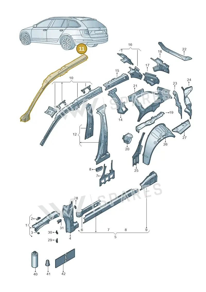3J0809438 — Skoda Superb Combi (2023-) diagram 3p0809010, position 11