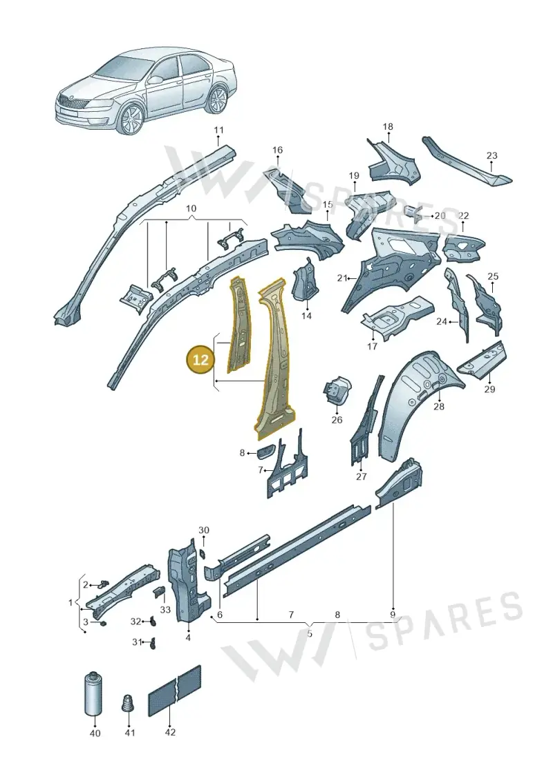 3J0810362 — Skoda Superb Combi (2023-) diagram 3p0809000, position 12