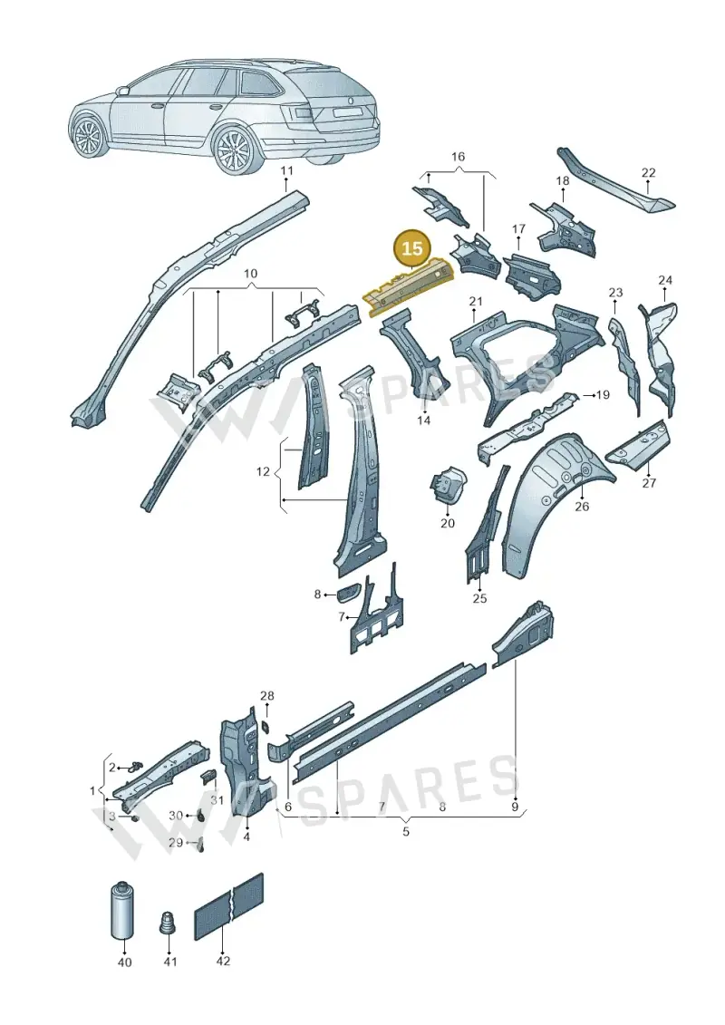 3J0810499 — Skoda Superb Combi (2023-) diagram 3p0809010, position 15