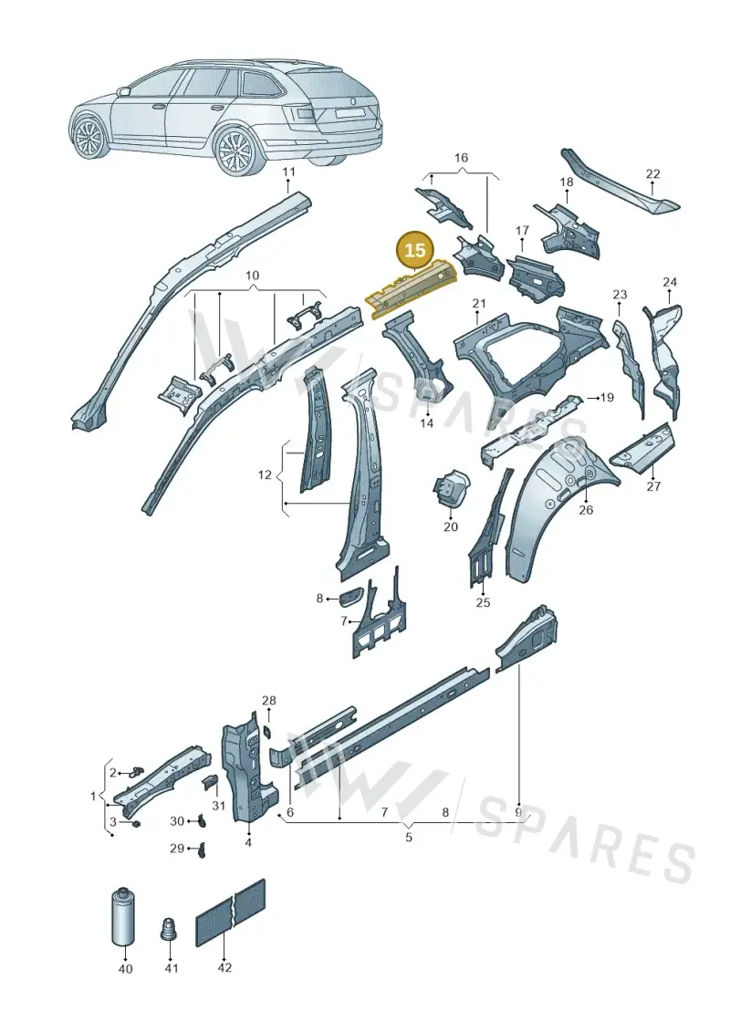 3J0810500 — Skoda Superb Combi (2023-) diagram 3p0809010, position 15