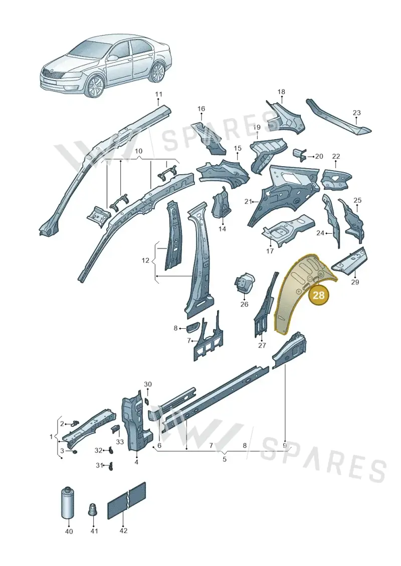 3J0813228A — Skoda Superb Combi (2023-) diagram 3p0809000, position 28