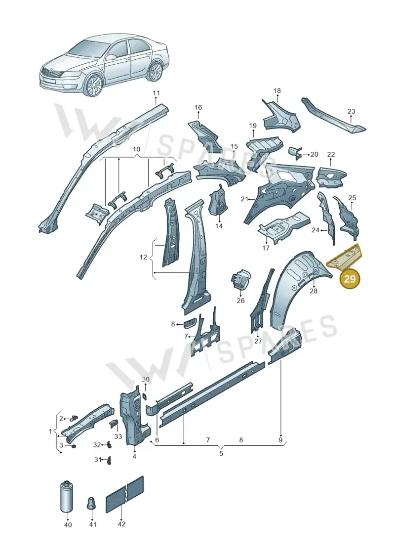 3J0813228 — Skoda Superb Combi (2023-) diagram 3p0809000, position 29