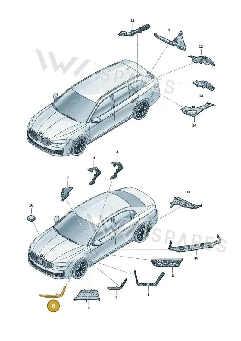 3J0864618A — Skoda Superb Combi (2023-) diagram 3p0864000, position 6