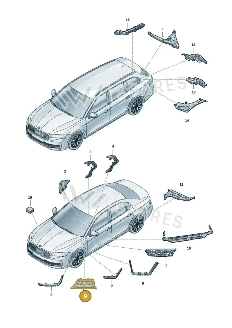 3J0864627 — Skoda Superb Combi (2023-) diagram 3p0864000, position 9