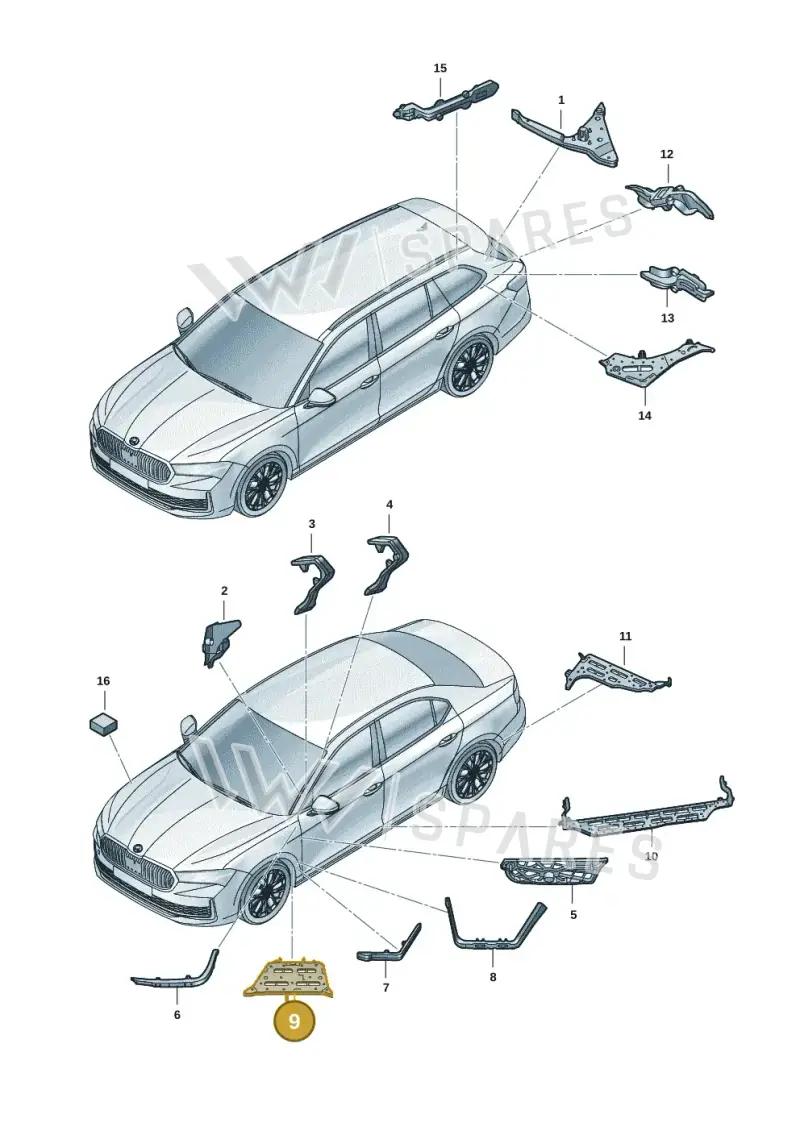 3J0864628 — Skoda Superb Combi (2023-) diagram 3p0864000, position 9
