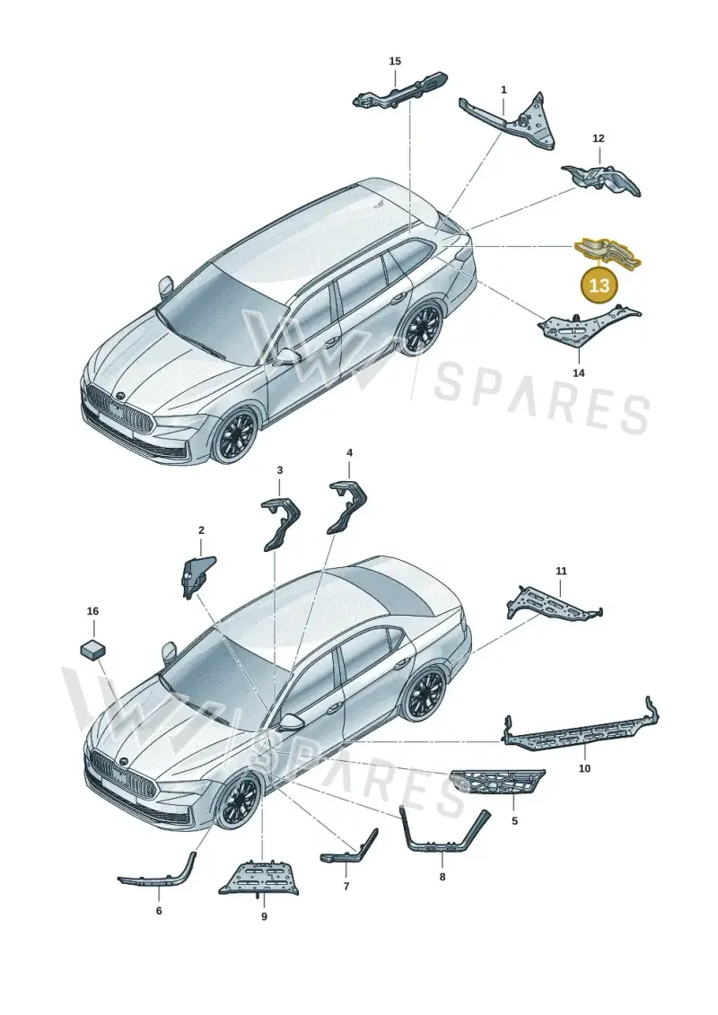 3J0864629A — Skoda Superb Combi (2023-) diagram 3p0864000, position 13