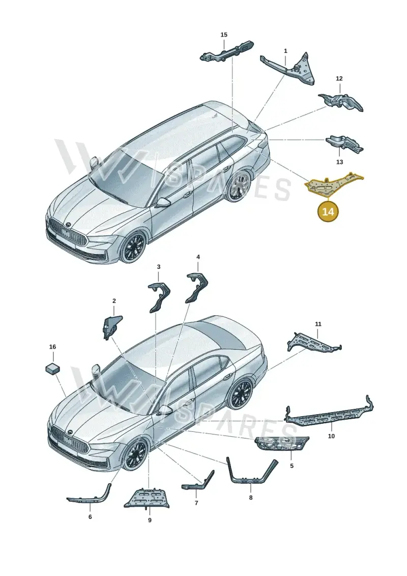 3J0864638 — Skoda Superb Combi (2023-) diagram 3p0864000, position 14