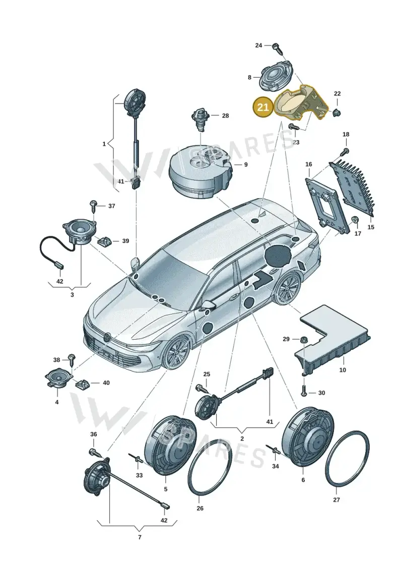3P0035821 — Volkswagen Passat Estate (2023-2025) diagram 3j0035350, position 21