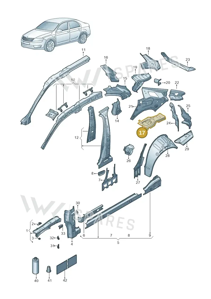 3P3803428 — Skoda Superb Combi (2023-2024) diagram 3p0809000, position 17