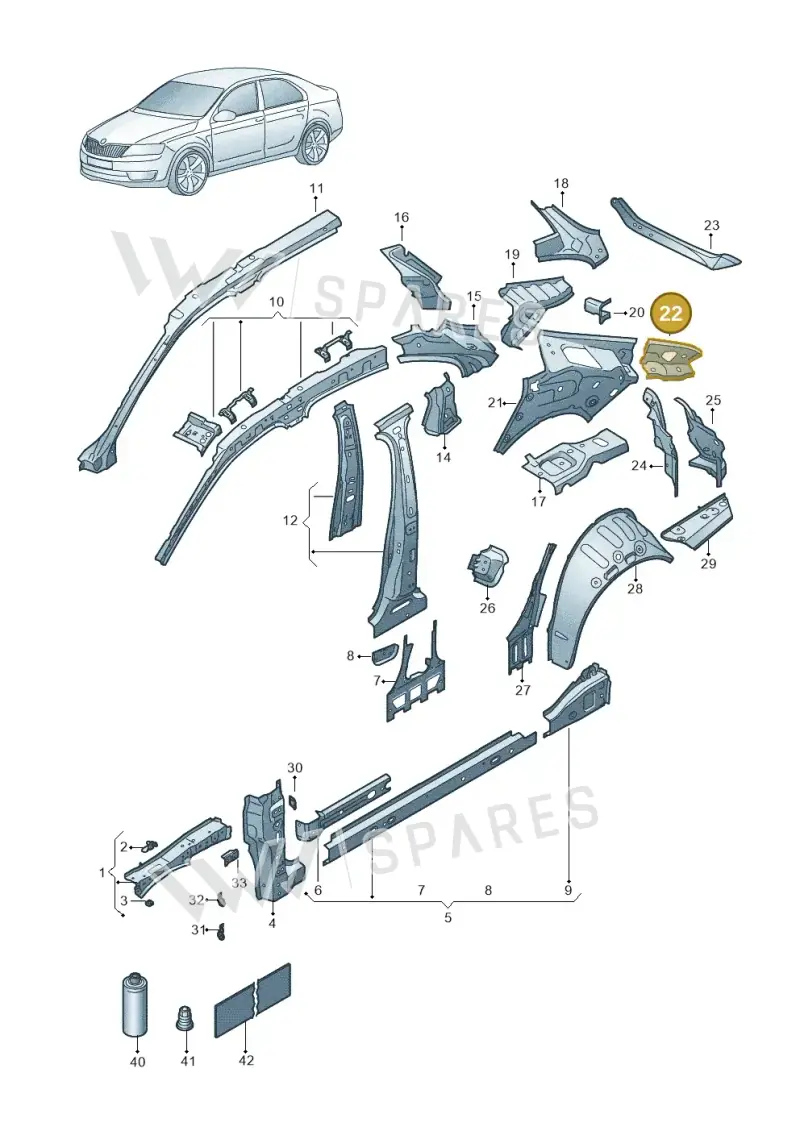 3P3809284A — Skoda Superb Combi (2023-2024) diagram 3p0809000, position 22