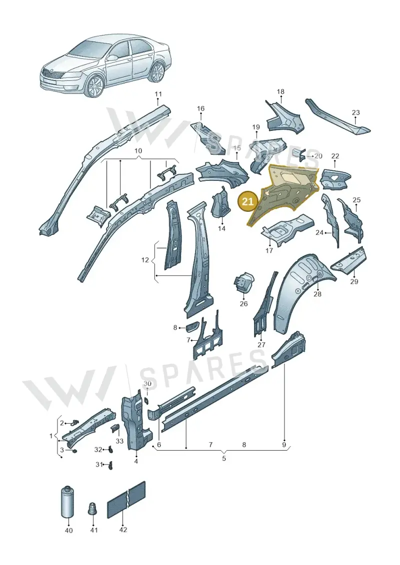 3P3809405 — Skoda Superb Combi (2023-2024) diagram 3p0809000, position 21