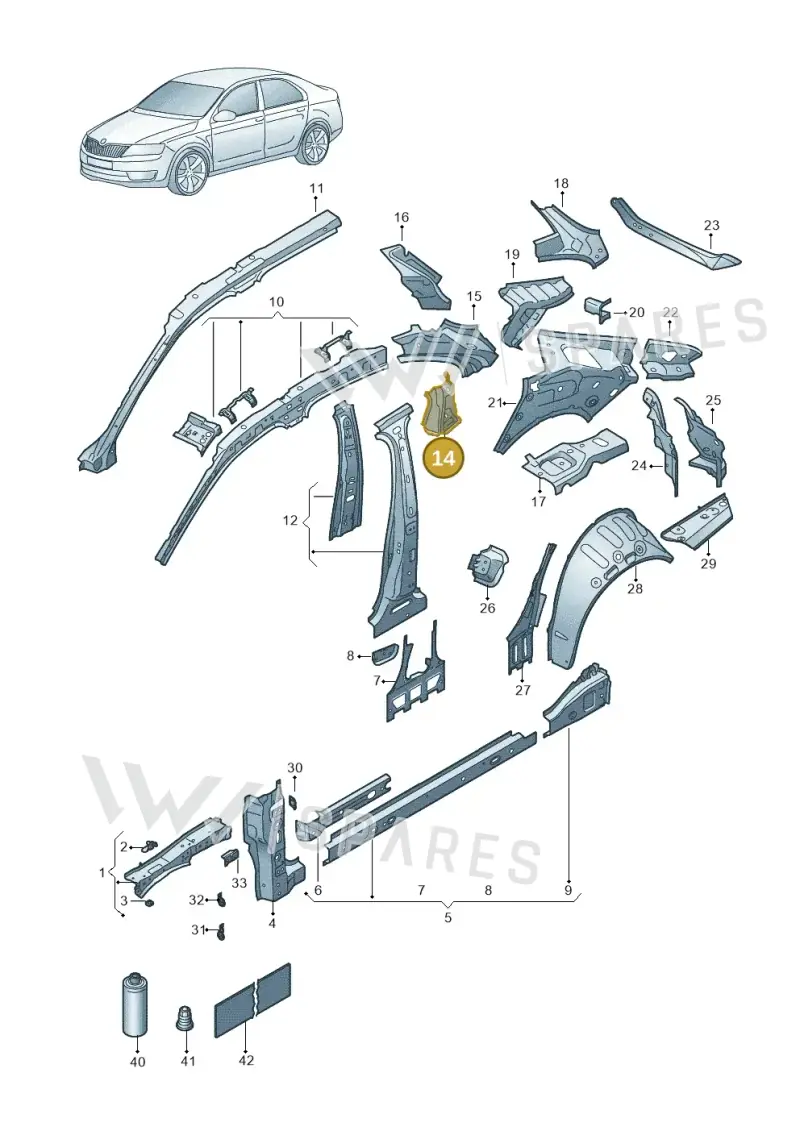 3P3809549 — Skoda Superb Combi (2023-2024) diagram 3p0809000, position 14