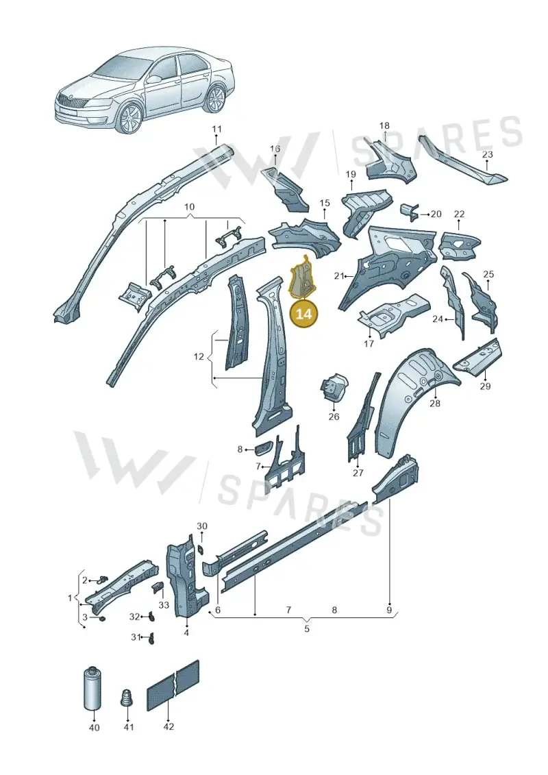 3P3809550 — Skoda Superb Combi (2023-2024) diagram 3p0809000, position 14