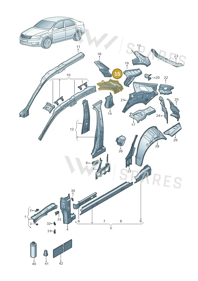 3P3810624 — Skoda Superb Combi (2023-2024) diagram 3p0809000, position 15