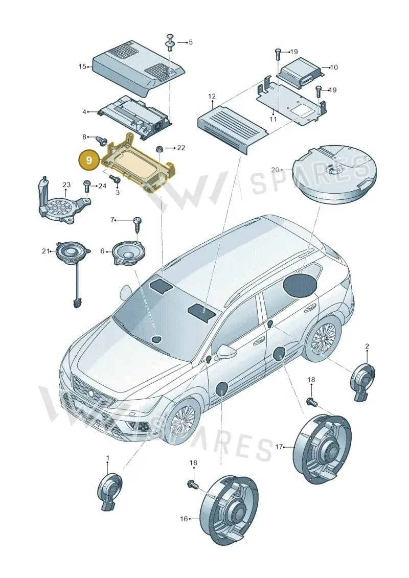 3Q0907390 — Skoda Karoq (2017-2022) diagram 834035035, position 9