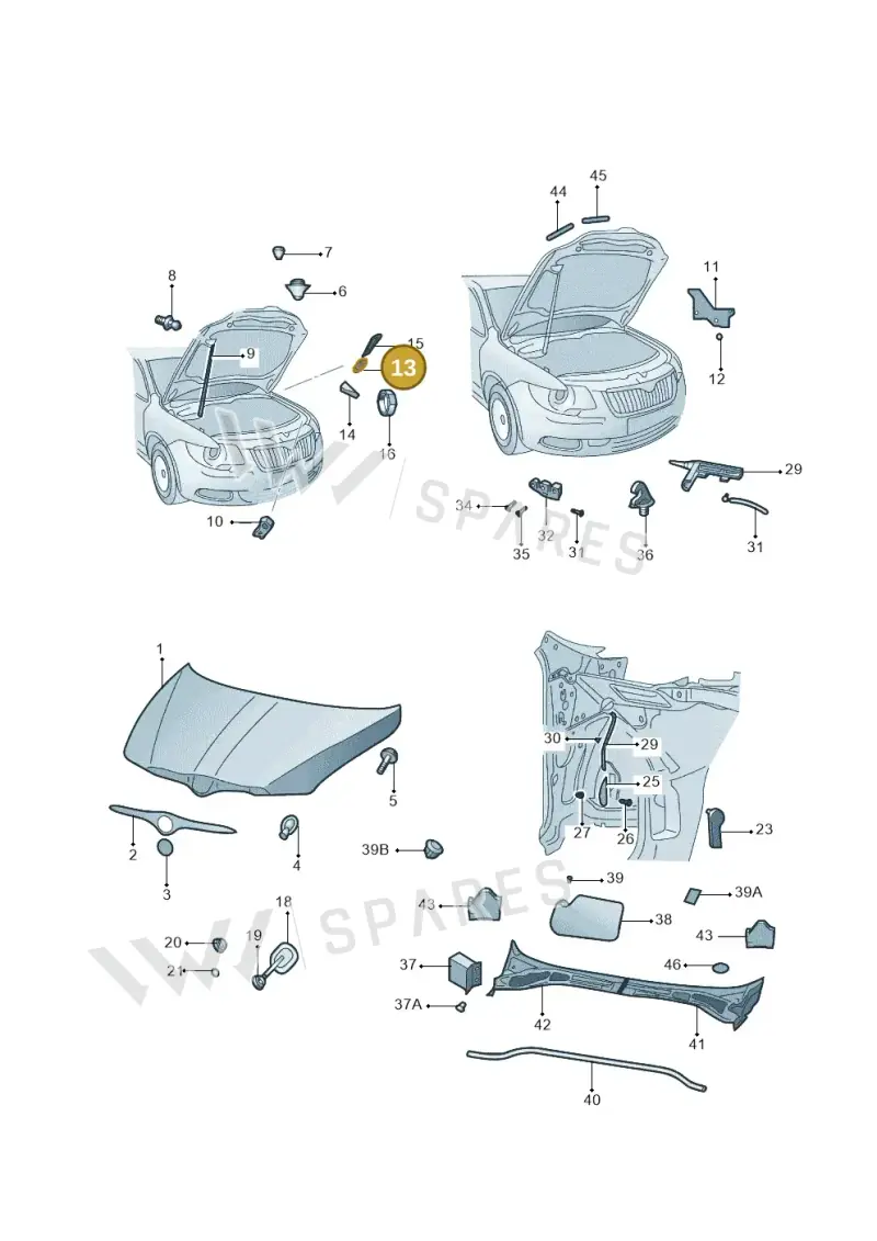 3T0823302B — Skoda Superb Ambition (2009-2015) diagram 671823100, position 13