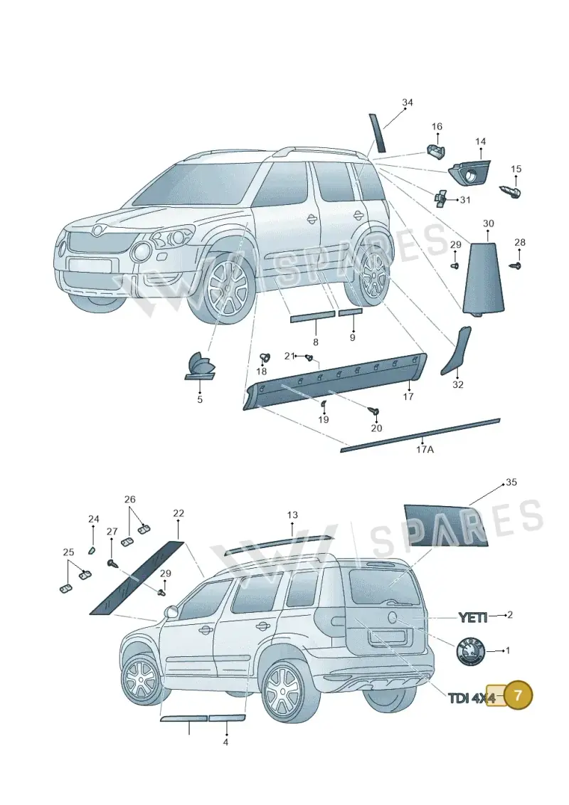 3T0853687KYKY — Skoda Yeti (2009-2013) diagram 666853000, position 7