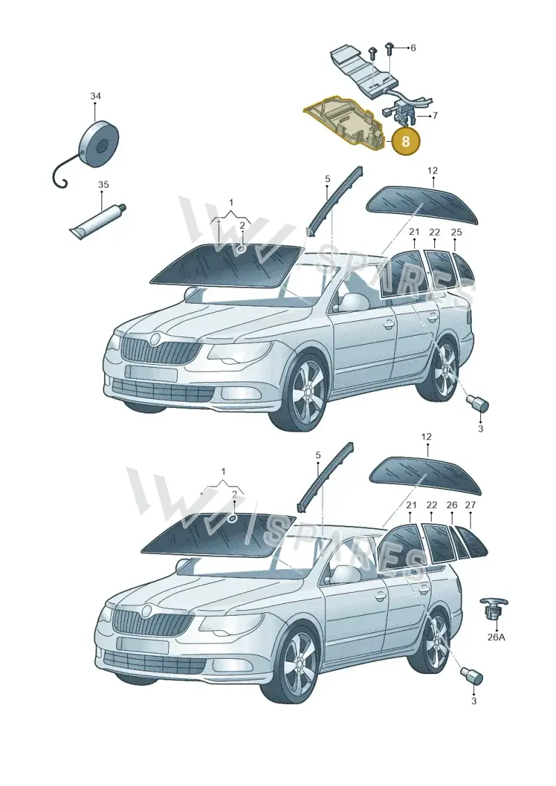 3T0971303 — Skoda Superb (2013-2015) diagram 632845000, position 8