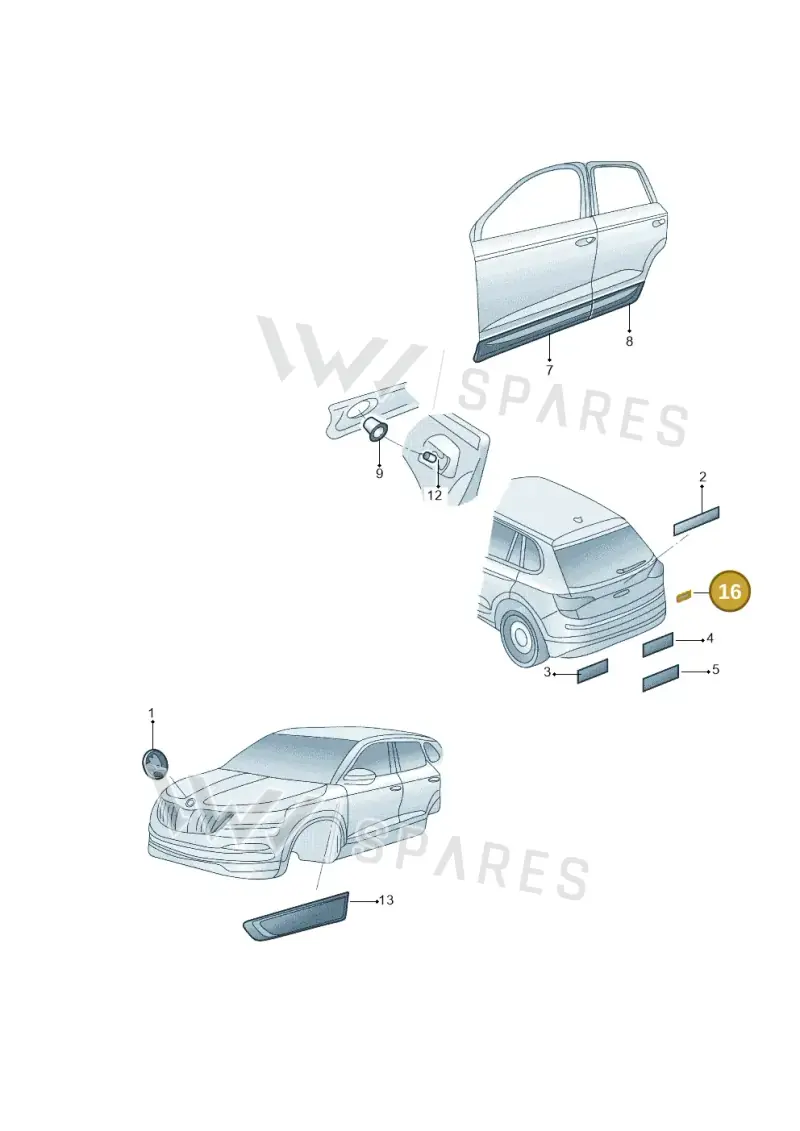 3T9853433B — Skoda Kamiq (2018-2023) diagram 594853100, position 16