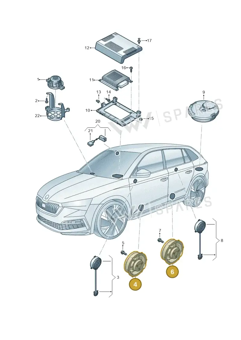3V0035411L — Skoda Kamiq (2019-2020) diagram 584035035, position 4+6