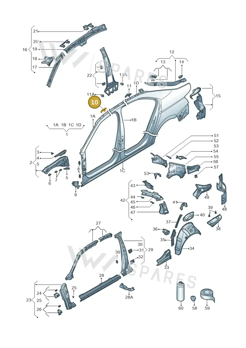 3V0817250 — Skoda Superb Combi (2015-2024) diagram 851809030, position 10
