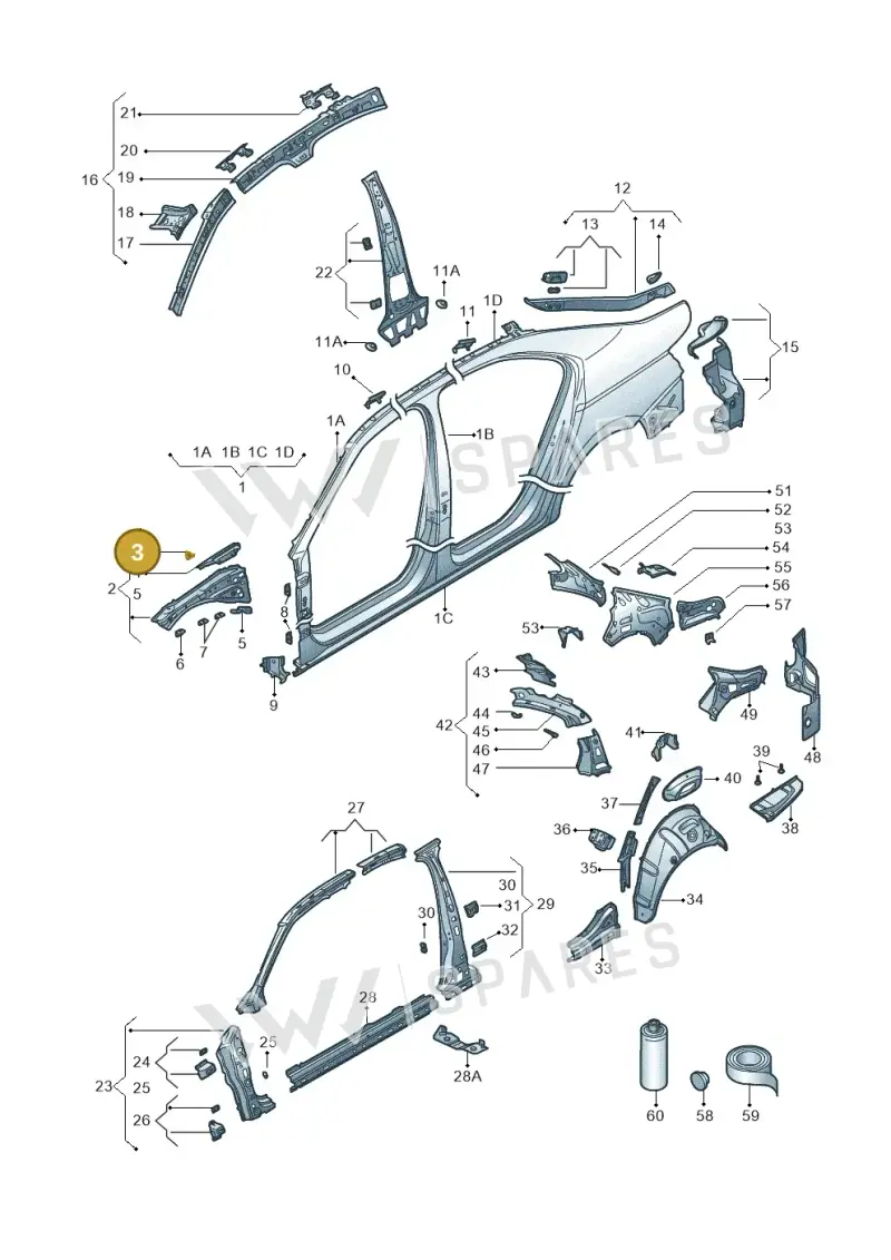 3V0823401 — Skoda Superb Combi (2015-2024) diagram 851809030, position 3