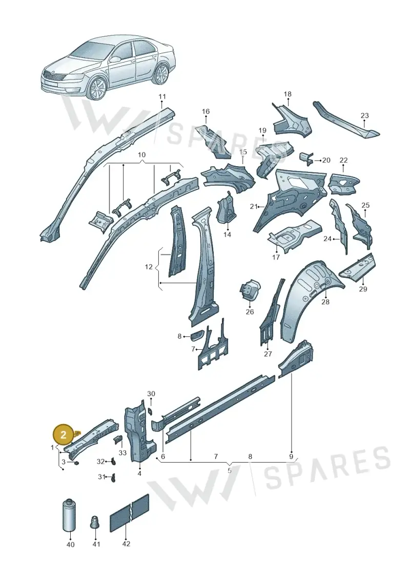 3V0823401 — Skoda Superb Combi (2023-) diagram 3p0809000, position 2