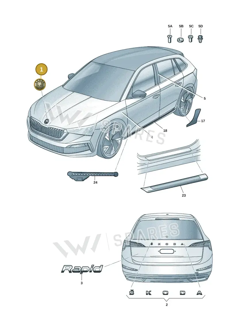 3V0853621AFOD — Skoda Rapid (2012-2022) diagram 740853005, position 1