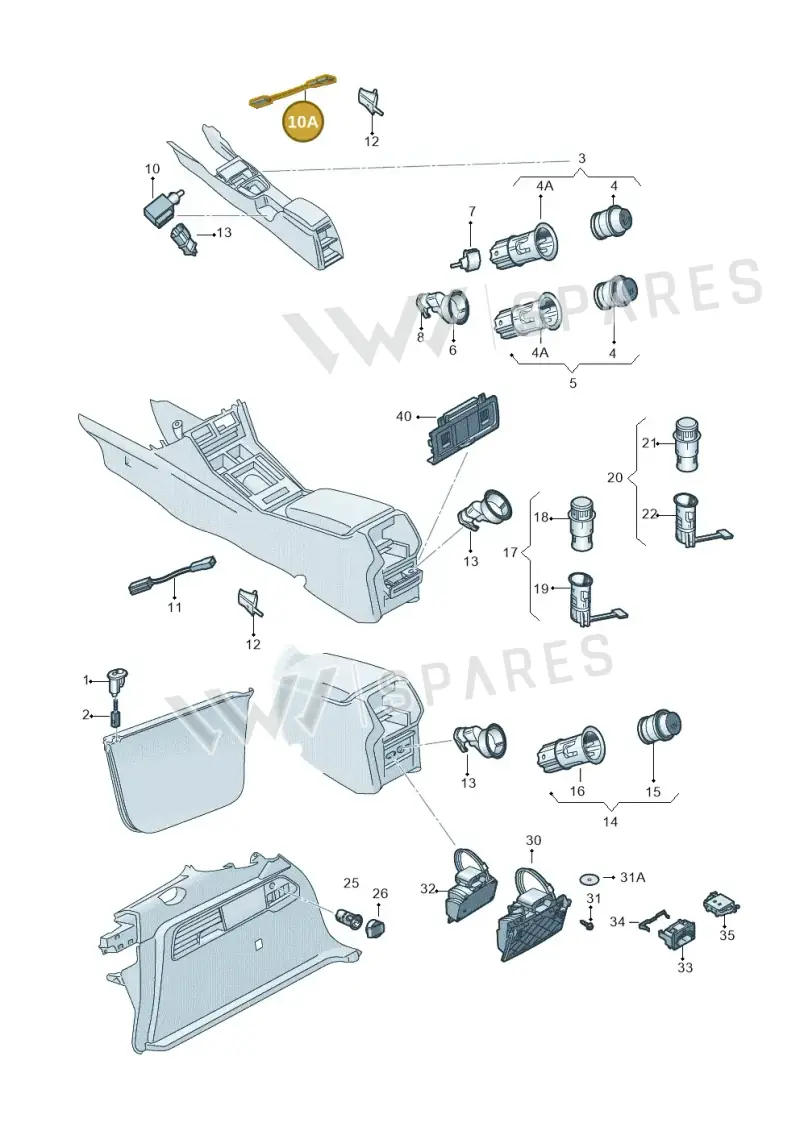 3V0919173 — Skoda Superb Combi (2015-2024) diagram 851919700, position 10A