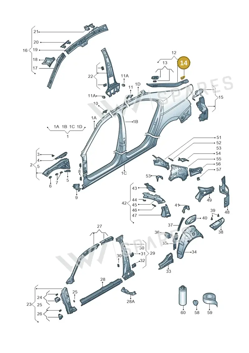 3V5809013 — Skoda Superb Combi (2015-2024) diagram 851809030, position 14