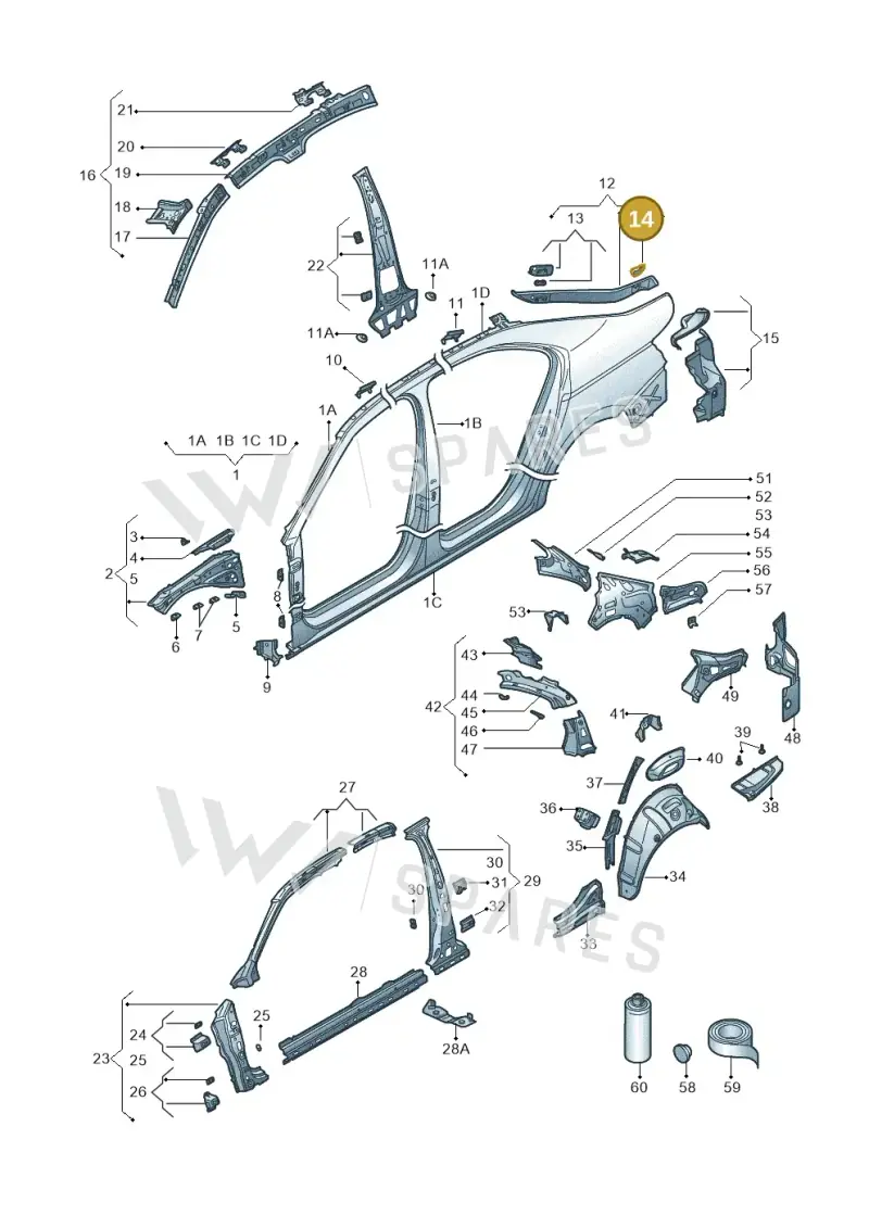 3V5809014 — Skoda Superb Combi (2015-2024) diagram 851809030, position 14