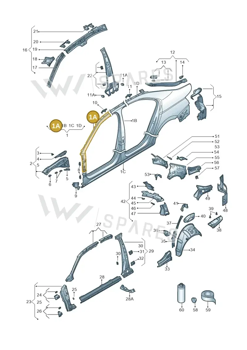 3V5809601A — Skoda Superb Combi (2015-2024) diagram 851809030, position 1A