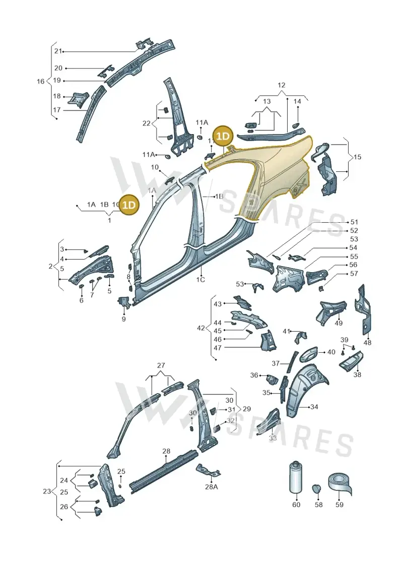 3V5809602D — Skoda Superb Combi (2015-2024) diagram 851809030, position 1D
