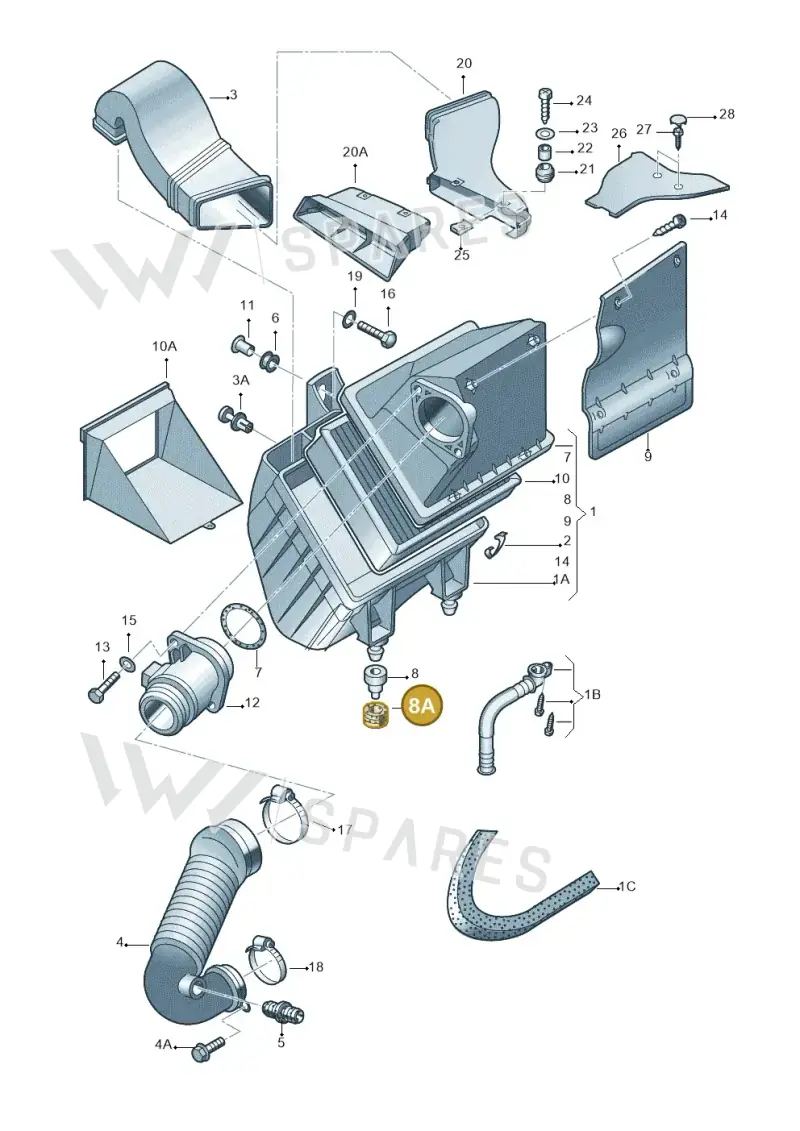 4A0129697 — Skoda SUPERB                 02> (2001-) diagram 265129380, position 8A