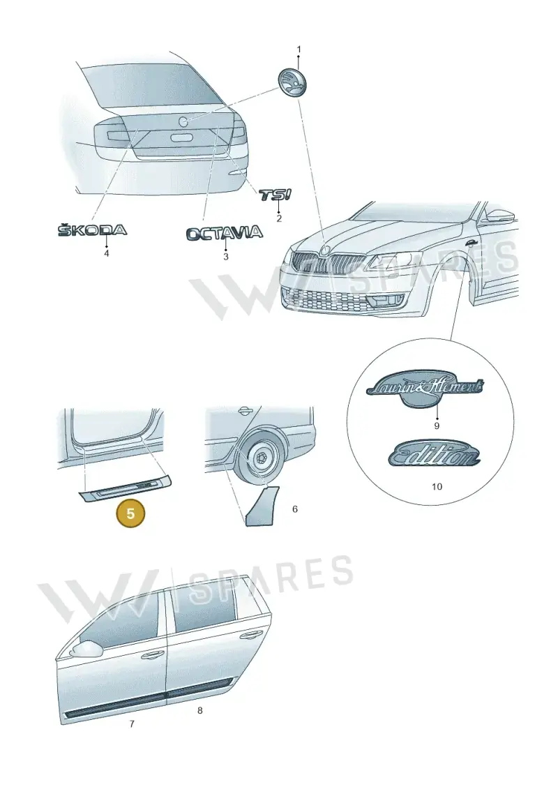 5E0853492E9B9 — Skoda Octavia (2017-2020) diagram 753853000, position 5