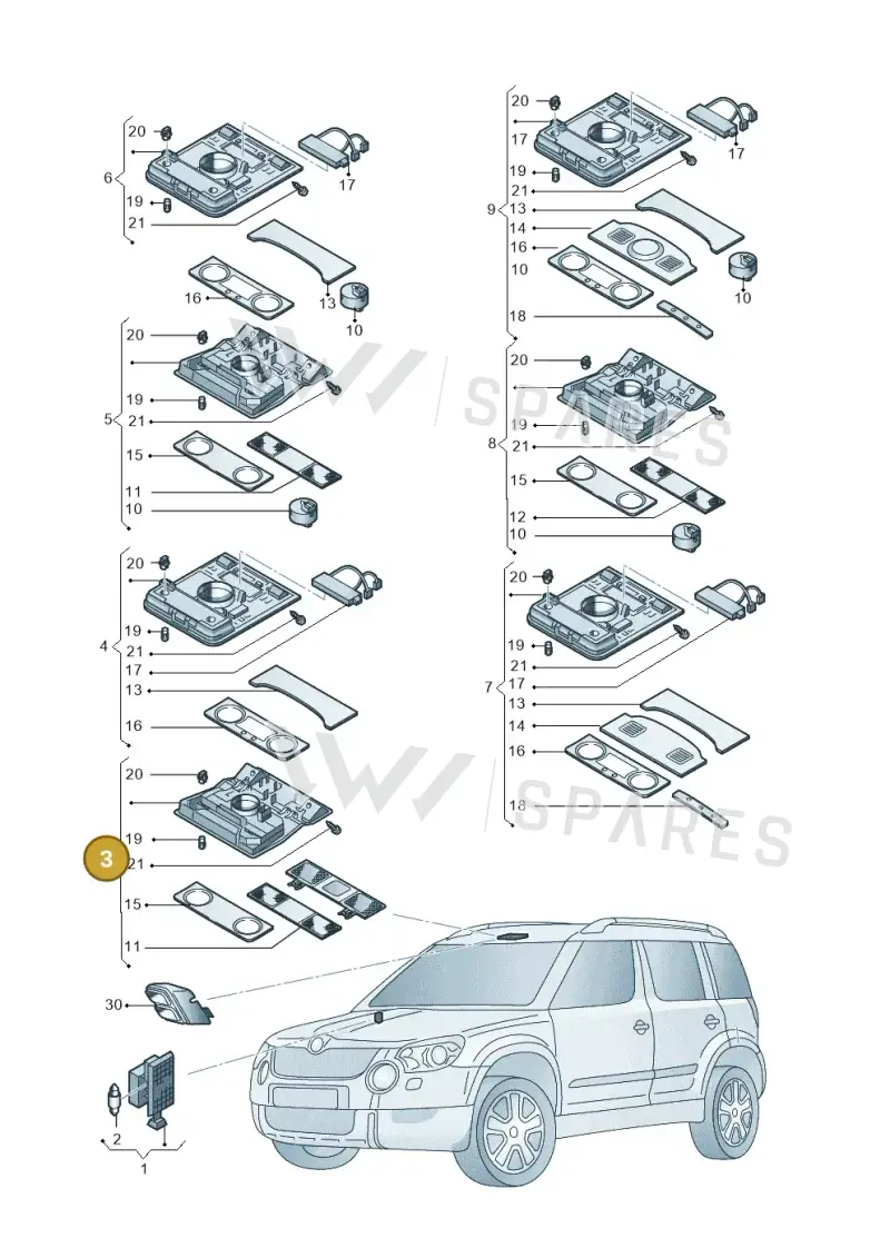 5E0947105LY20 — Skoda Yeti (2013-2017) diagram 779947020, position 3