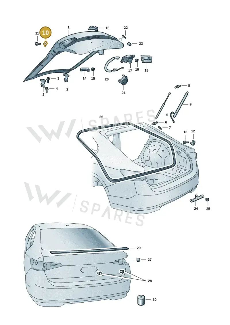 5JA827249D — Skoda Superb Combi (2023-) diagram 3p0827000, position 10