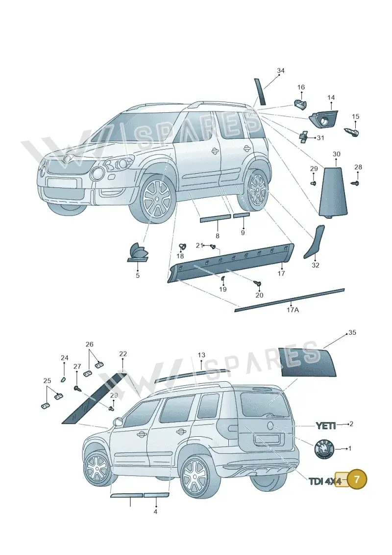 5JA853687D2ZZ — Skoda Yeti (2013-2017) diagram 666853000, position 7