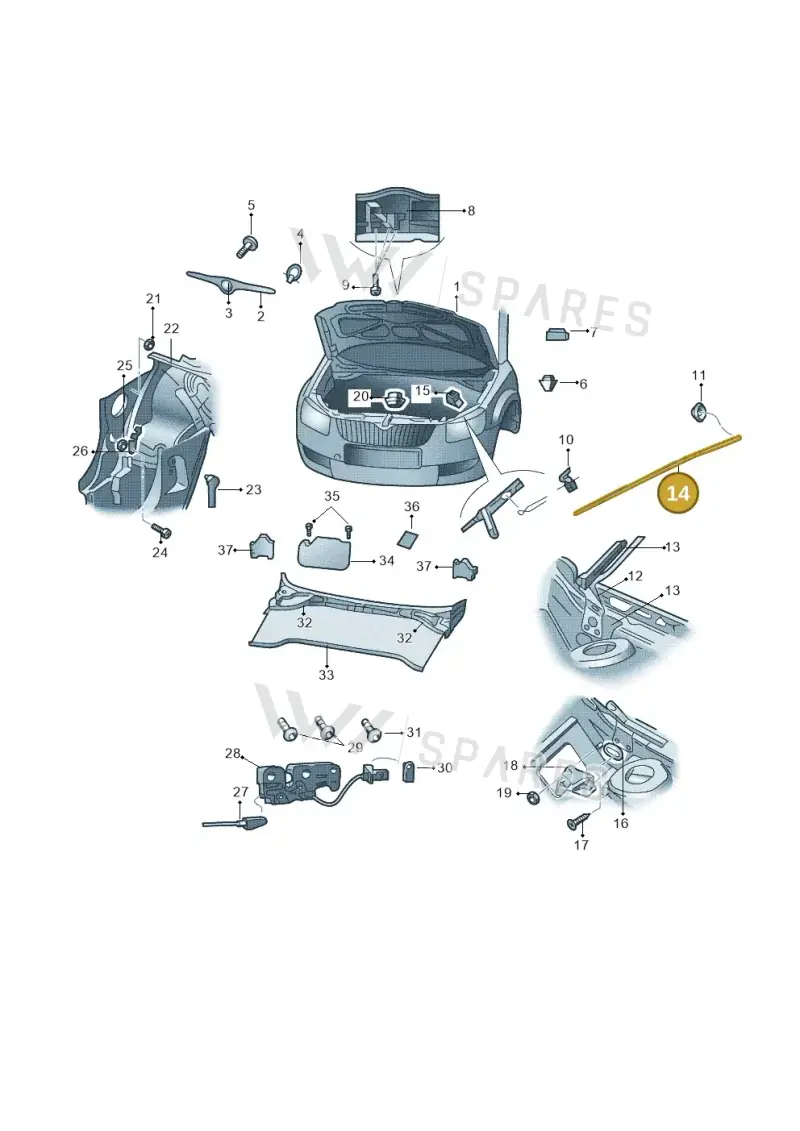 5L0823363 — Skoda Yeti (2013-2017) diagram 666823100, position 14